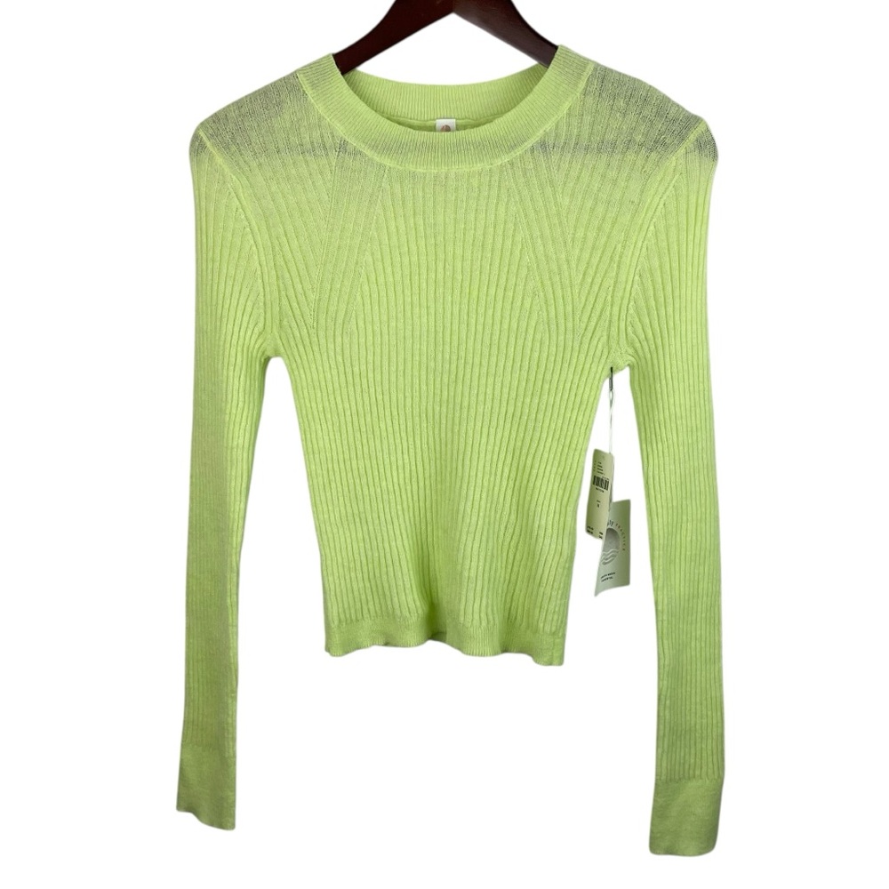 Daily Practice | Bright Green Yellow Ribbed Lightweight Sweater